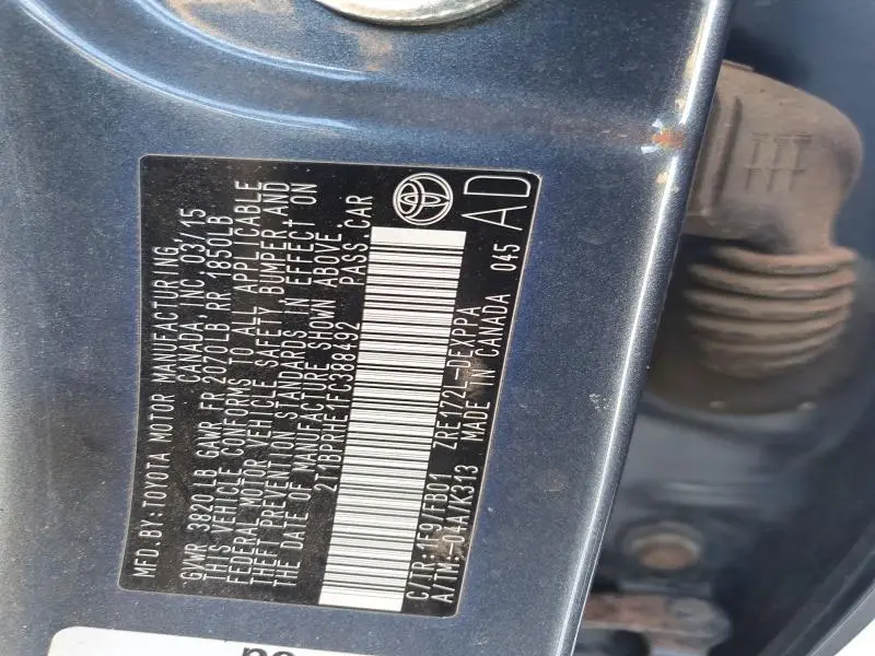 2015 TOYOTA COROLLA LE ECO PLUS  