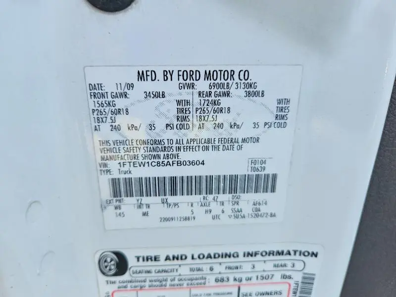 2010 FORD F150 SUPERCREW  