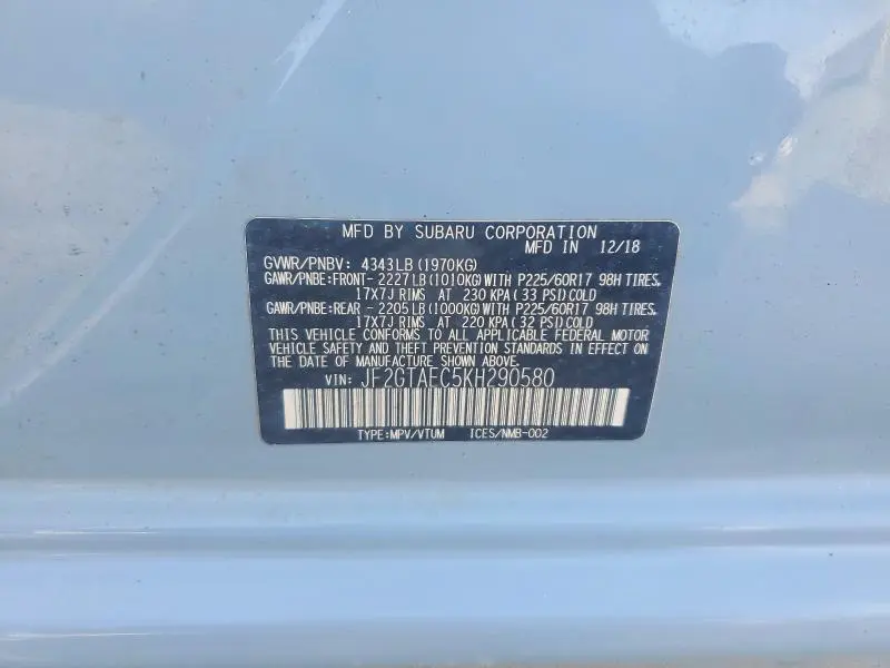 2019 SUBARU CROSSTREK PREMIUM  