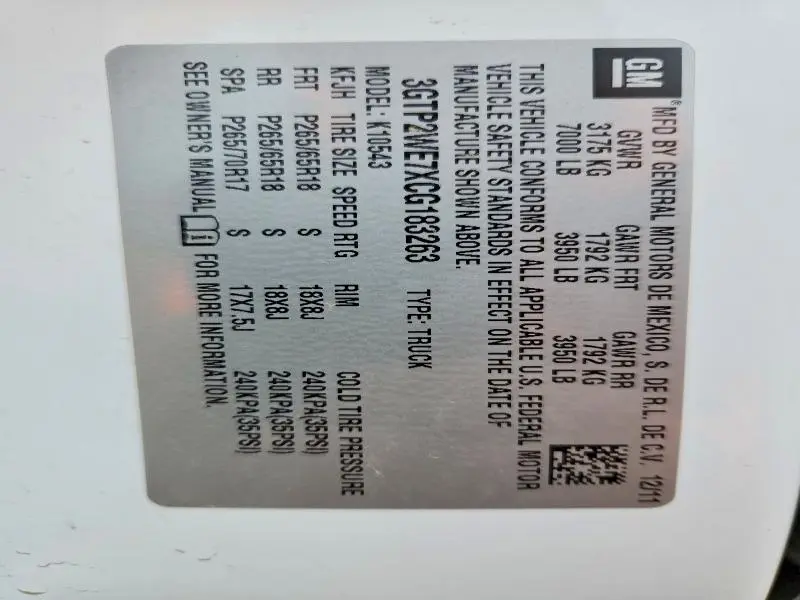 2012 GMC SIERRA K1500 SLT  