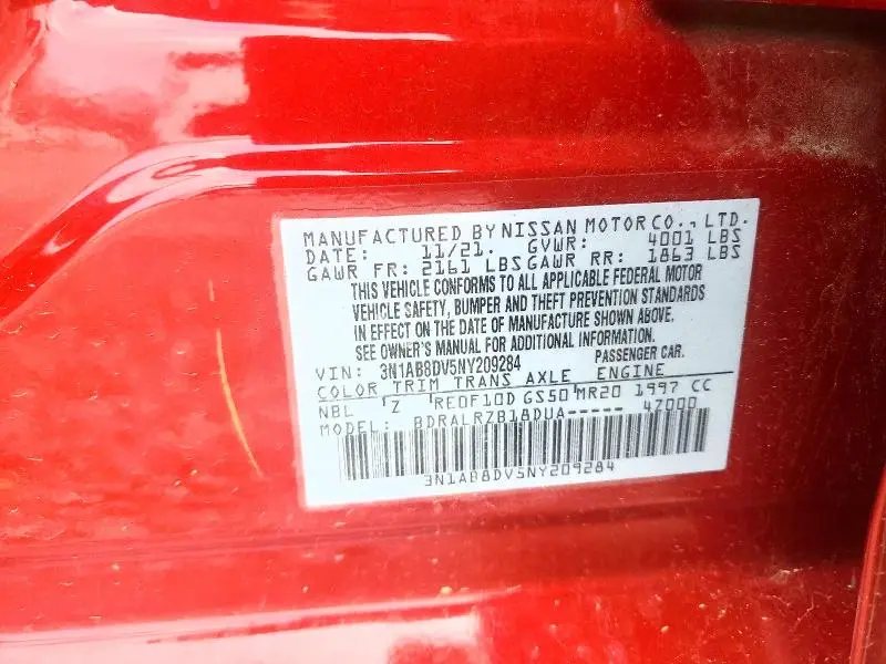 2022 NISSAN SENTRA SR  