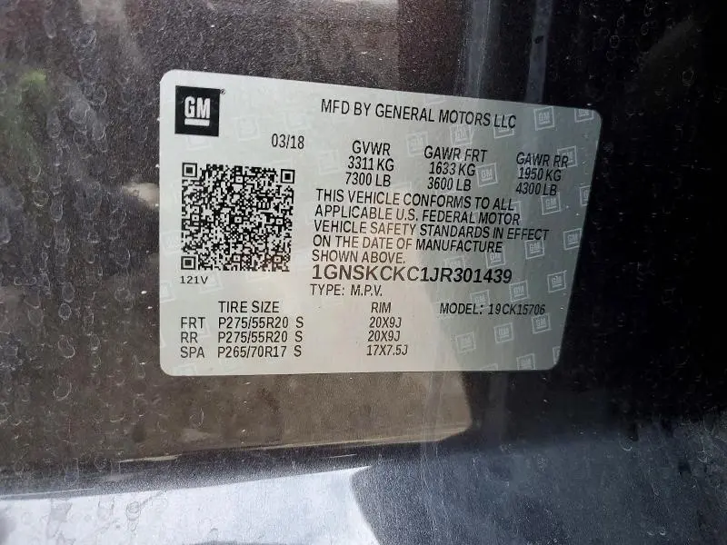 2018 CHEVROLET TAHOE K1500 PREMIER  