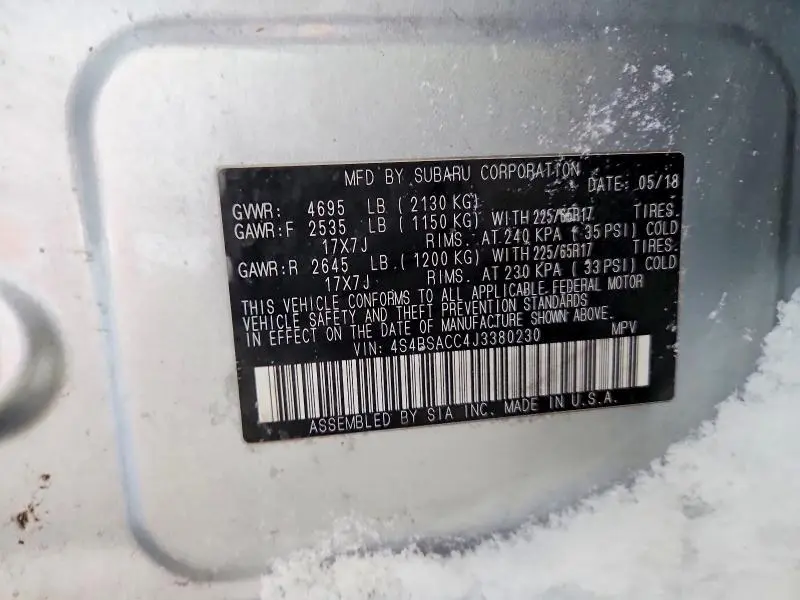 2018 SUBARU OUTBACK 2.5I PREMIUM  