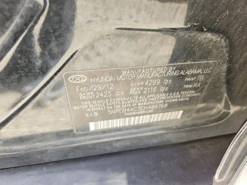 2012 HYUNDAI SONATA GLS  