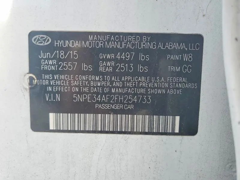 2015 HYUNDAI SONATA LIMITED  