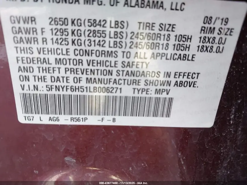 2020 HONDA PILOT AWD EX-L