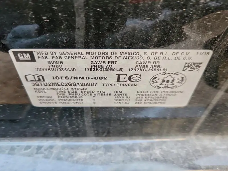 2016 GMC SIERRA K1500 SLE  