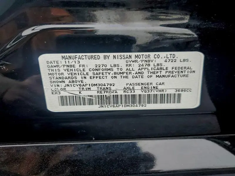 2013 INFINITI G37 BASE  