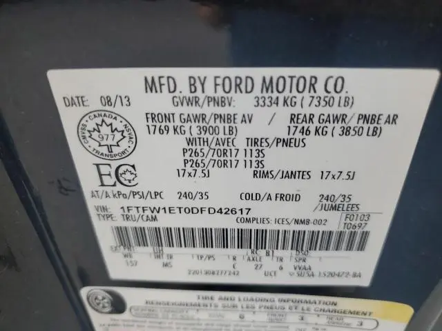 2013 FORD F150 SUPERCREW  