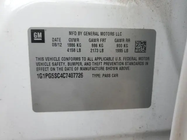 2012 CHEVROLET CRUZE LT  