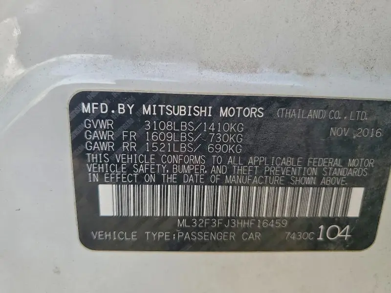 2017 MITSUBISHI MIRAGE G4 ES  