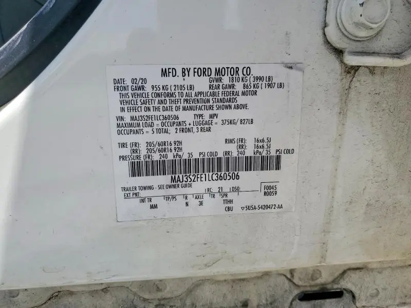 2020 FORD ECOSPORT S  