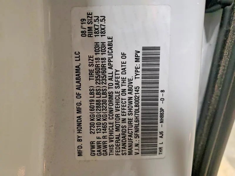 2020 HONDA ODYSSEY EXL  