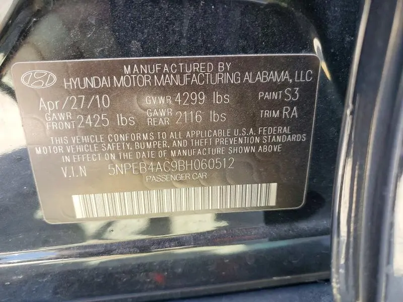2011 HYUNDAI SONATA GLS  