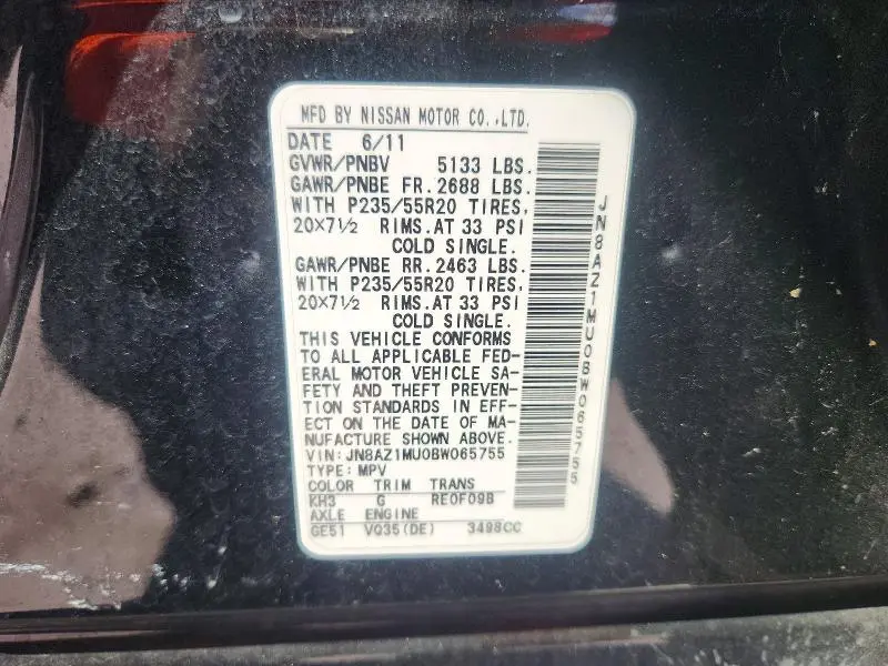 2011 NISSAN MURANO S  