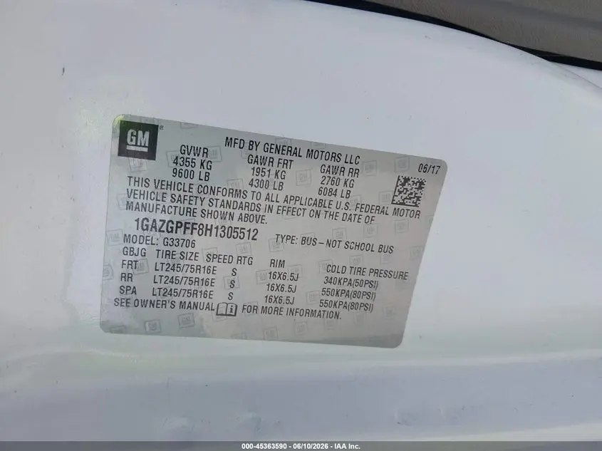 2017 CHEVROLET EXPRESS 3500 LT