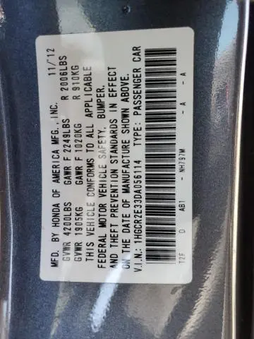 2013 HONDA ACCORD LX