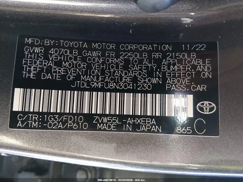 2022 TOYOTA PRIUS LE AWD-E