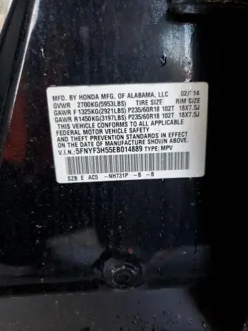 2014 HONDA PILOT EXL  