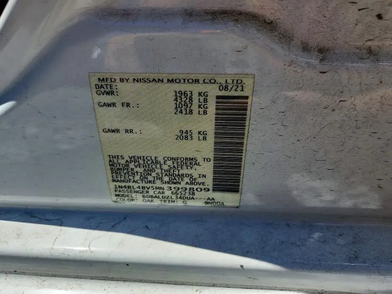 2021 NISSAN ALTIMA S  