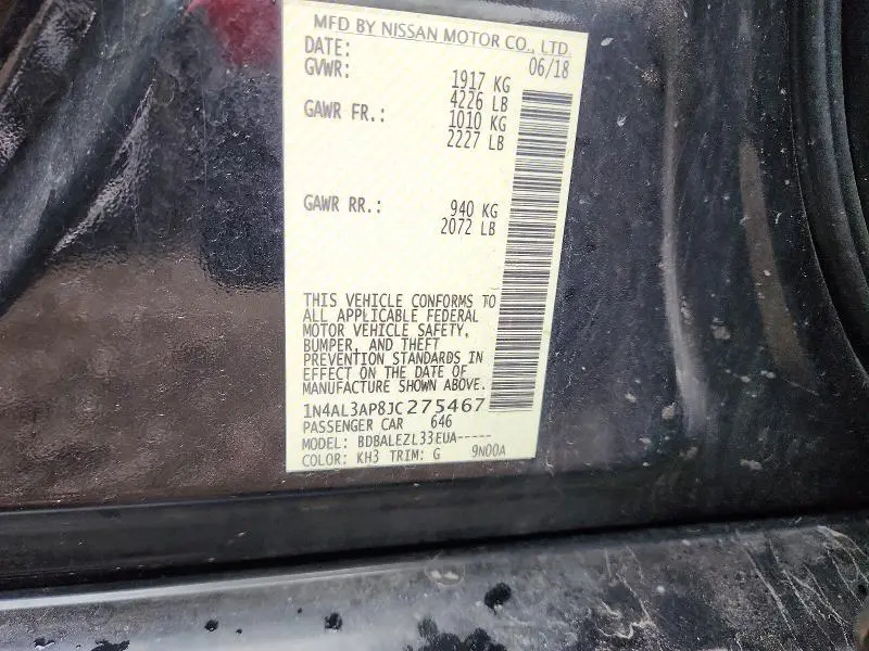 2018 NISSAN ALTIMA 2.5 S  