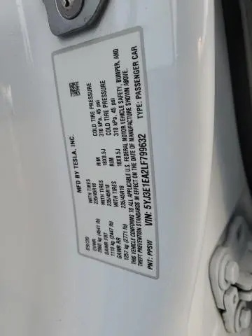 2020 TESLA MODEL 3 