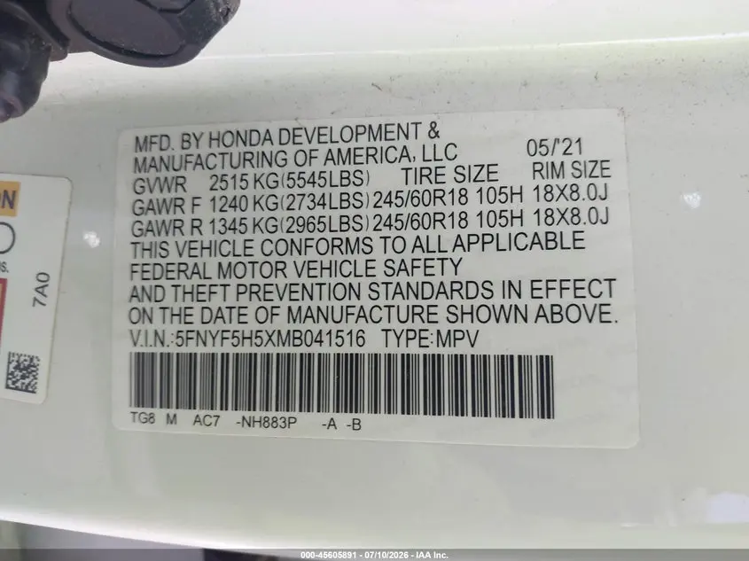 2021 HONDA PILOT 2WD EX-L
