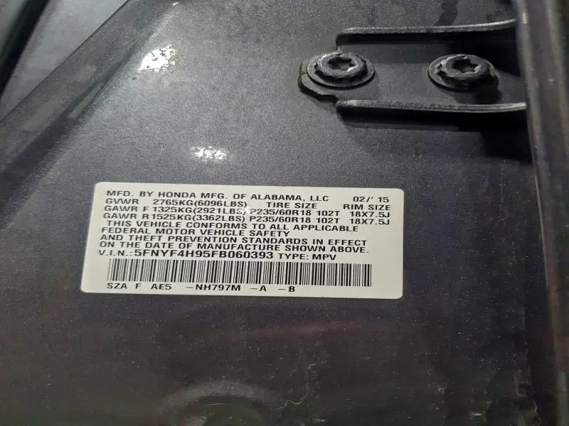 2015 HONDA PILOT TOURING  