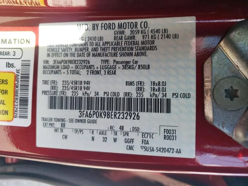 2014 FORD FUSION   