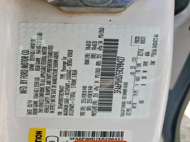 2014 FORD FUSION SE  