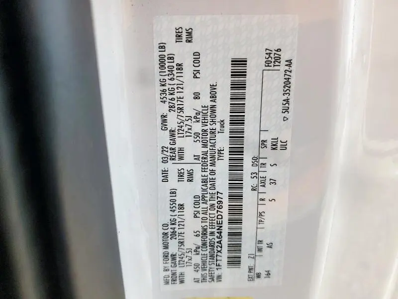 2022 FORD F250 SUPER DUTY  