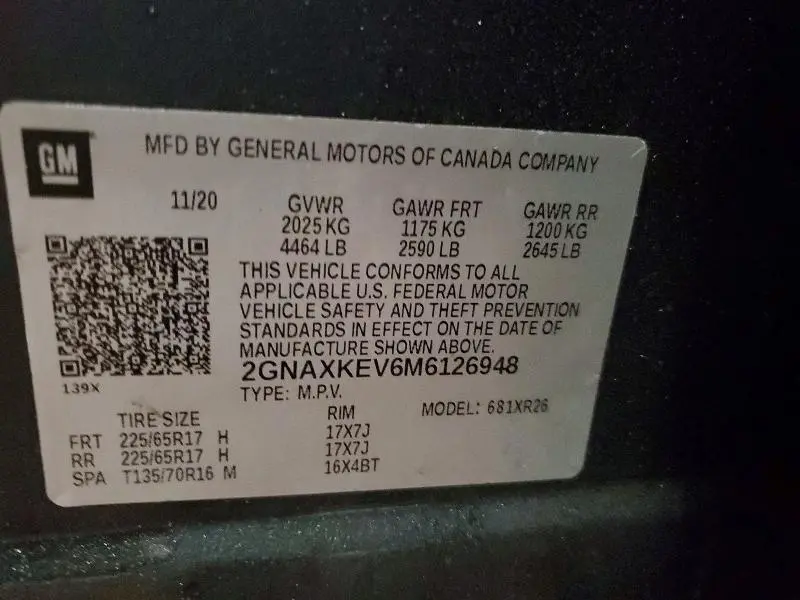 2021 CHEVROLET EQUINOX LT  