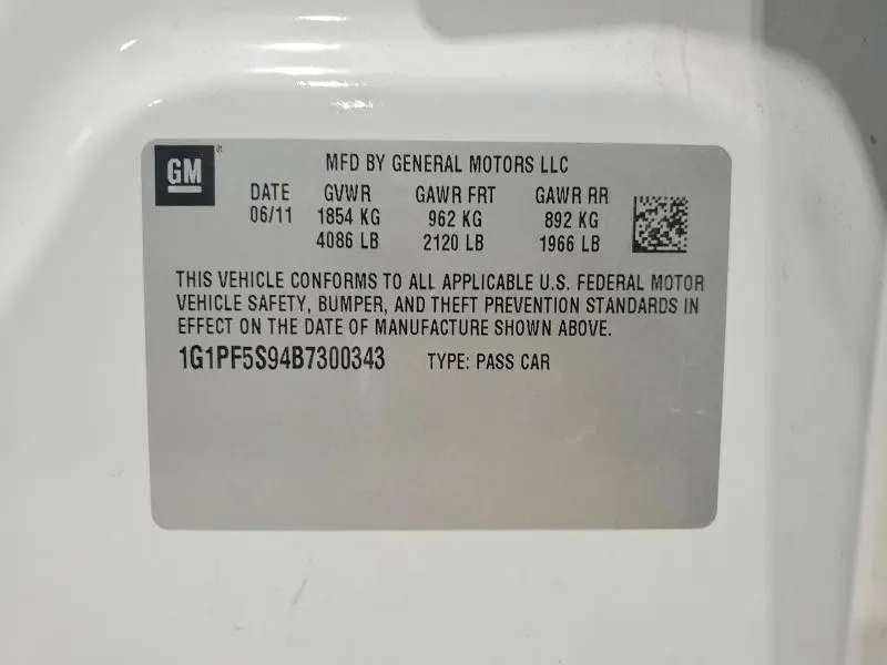 2011 CHEVROLET CRUZE LT  