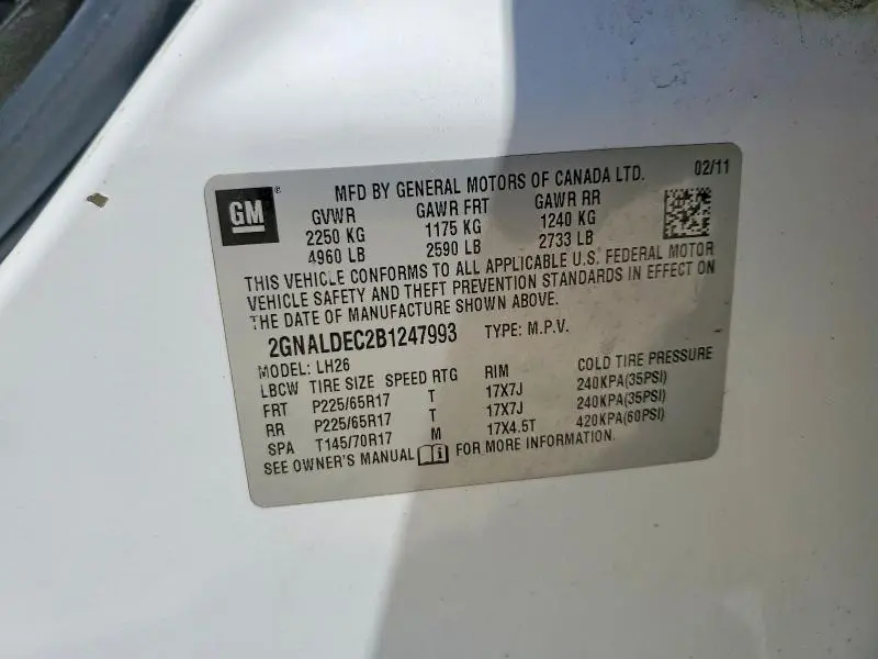 2011 CHEVROLET EQUINOX LT  