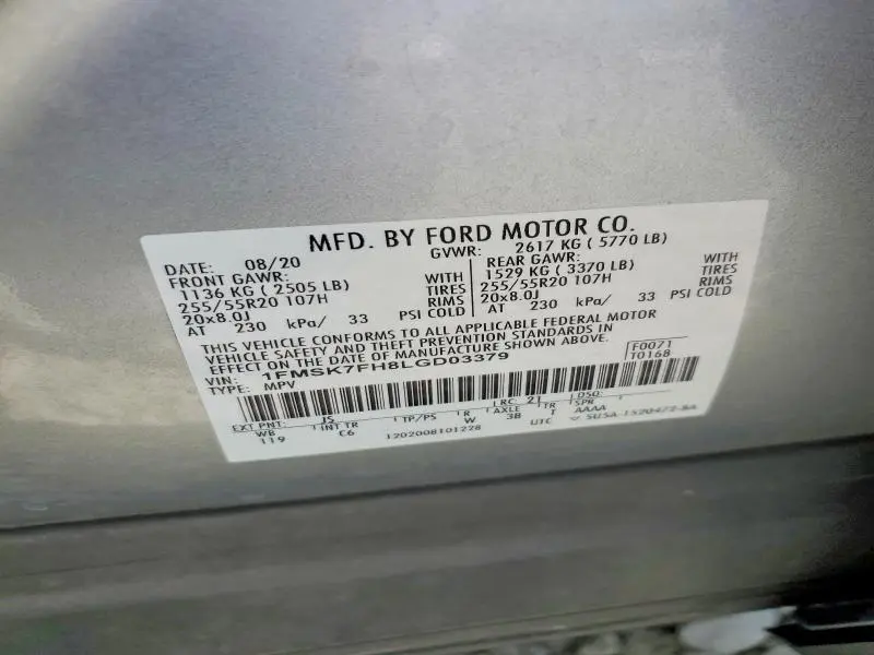 2020 FORD EXPLORER LIMITED  