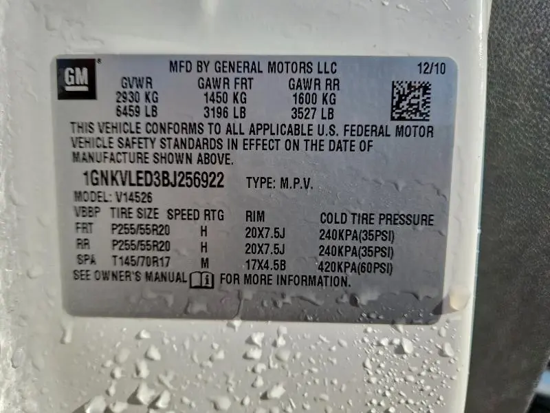 2011 CHEVROLET TRAVERSE LTZ  