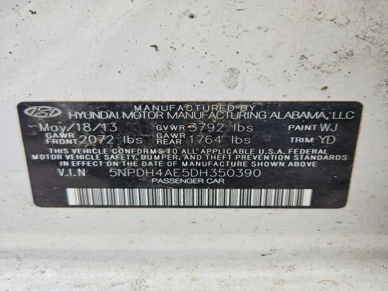 2013 HYUNDAI ELANTRA GLS  