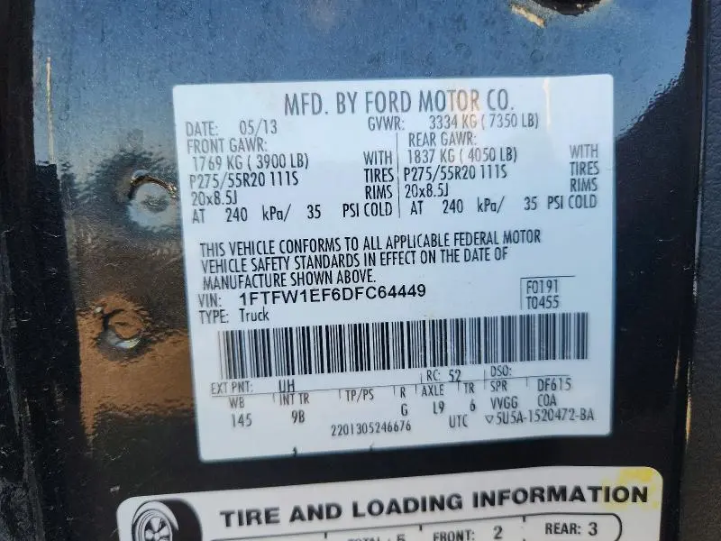 2013 FORD F150 SUPERCREW  