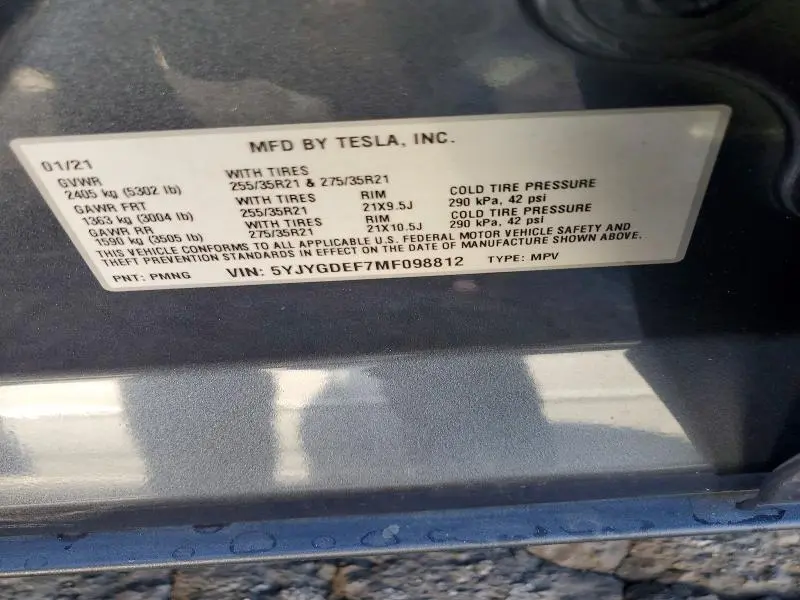 2021 TESLA MODEL Y   
