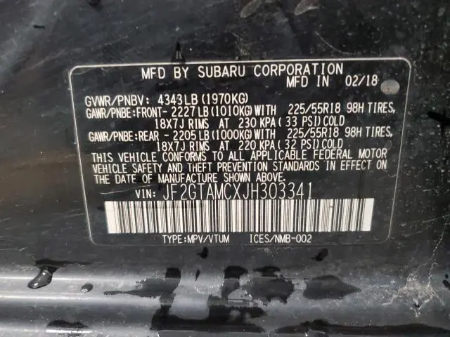 2018 SUBARU CROSSTREK LIMITED  