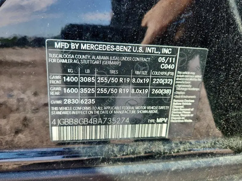 2011 MERCEDES-BENZ ML 350 4MATIC  