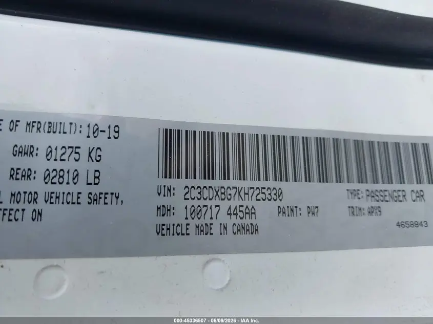 2019 DODGE CHARGER SXT RWD