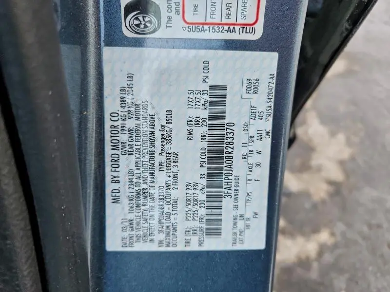 2011 FORD FUSION SEL  