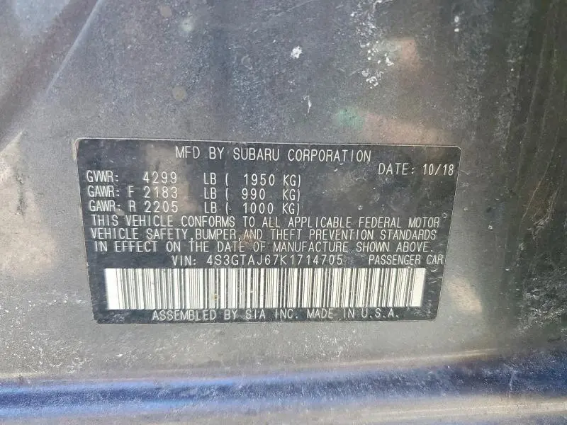 2019 SUBARU IMPREZA SPORT  