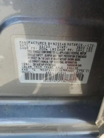 2015 NISSAN SENTRA S  