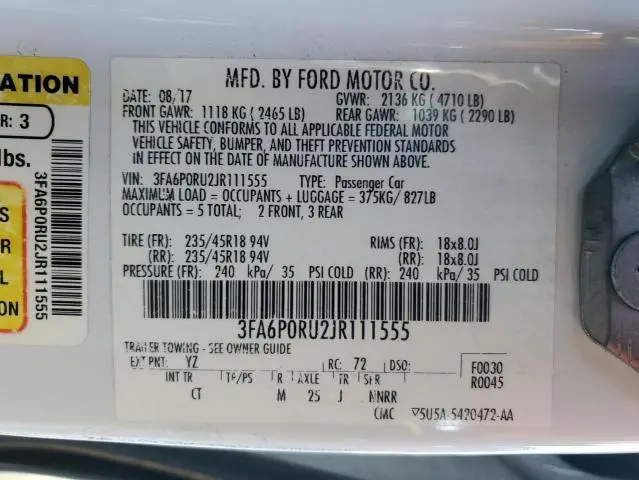 2018 FORD FUSION TITANIUM/PLATINUM HEV  