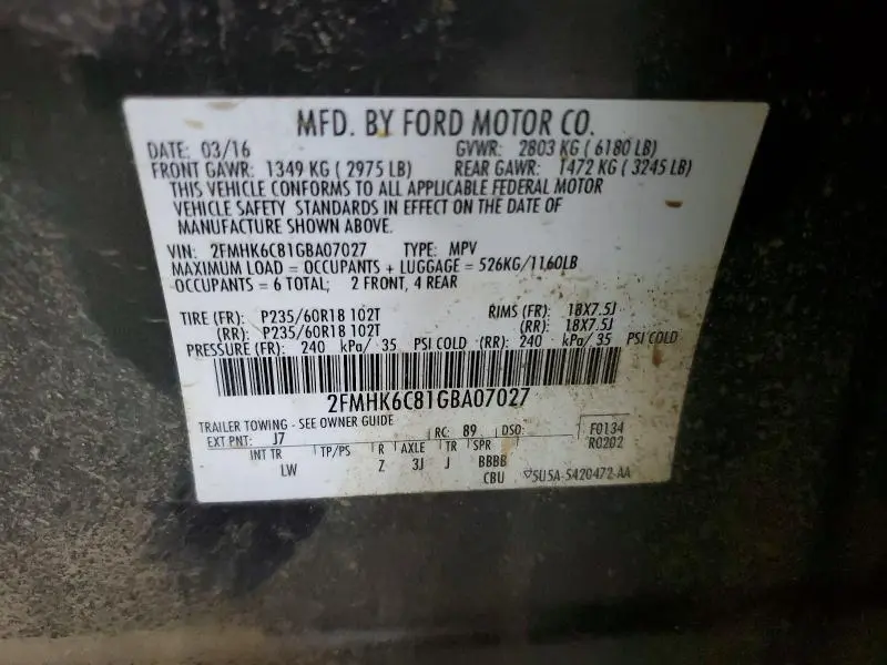2016 FORD FLEX SEL  