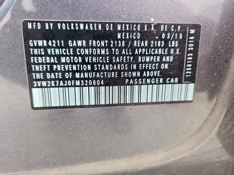 2015 VOLKSWAGEN JETTA BASE  