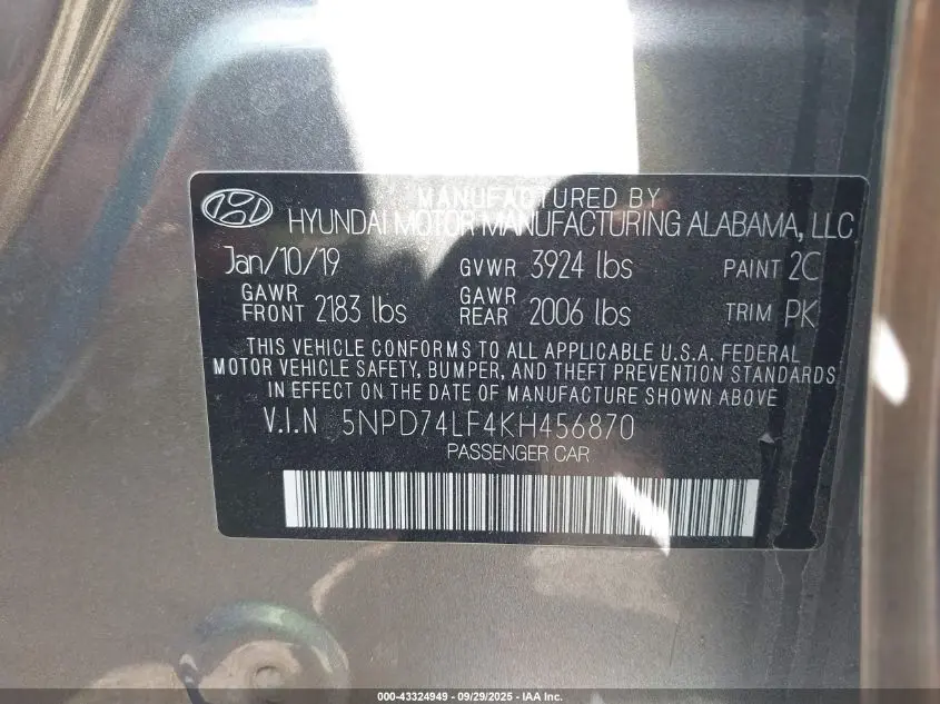 2019 HYUNDAI ELANTRA SE