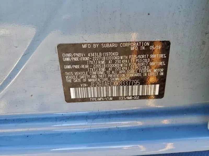 2019 SUBARU CROSSTREK PREMIUM  